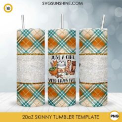 Just A Girl Who Loves Fall 20oz Skinny Tumbler Template PNG, Fall Halloween Tumbler Design PNG File Digital Download
