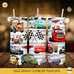 Cars Movies Disney 20oz Skinny Tumbler Design PNG File Digital Download