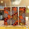 Pumpkin Halloween 20oz Skinny Tumbler Template PNG, Fall Pumpkin Leopard Skinny Tumbler Design PNG File