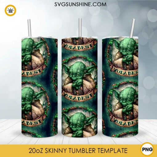 Yoda Best 20oz Skinny Tumbler Template PNG, Yoda Star Wars Skinny Tumbler Design PNG File Digital Download
