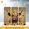 Bison Sunflower 20oz Skinny Tumbler Template PNG, Bison Skinny Tumbler Design PNG File Digital Download