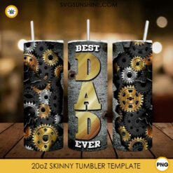 Best Dad Ever Machine 20oz Skinny Tumbler Template PNG, Father's Day Skinny Tumbler Design PNG File Digital Download