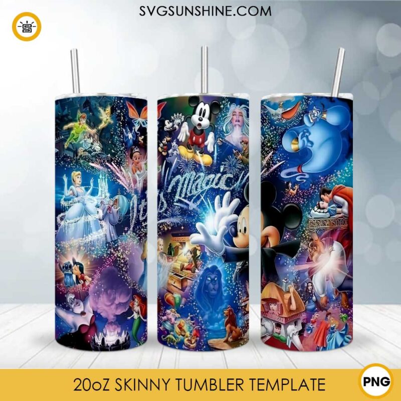Disney Characters 20oz Skinny Tumbler Template PNG, Disney Mickey Skinny Tumbler Design PNG File Digital Download
