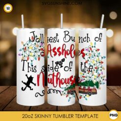 Christmas 20oz Tumbler Template PNG, Jolliest Bunch Of Assholes 20oz Skinny Tumbler PNG Designs