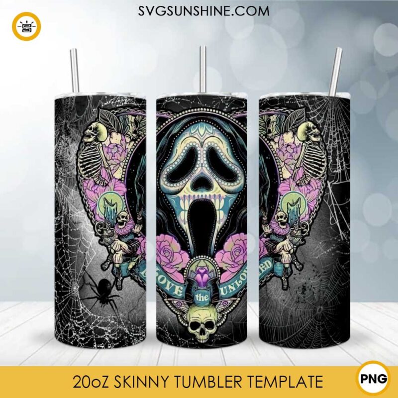 Ghostface Love The Unloved 20oz Skinny Tumbler Template PNG
