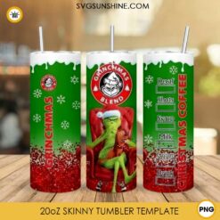 Grinch Christmas Coffee 20oz Skinny Tumbler PNG Designs, Grinch And Max Tumbler Template PNG