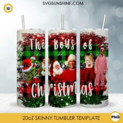 Christmas Movies 20oz Skinny Tumbler Template PNG, The Boys Of Christmas Skinny Tumbler Design PNG File