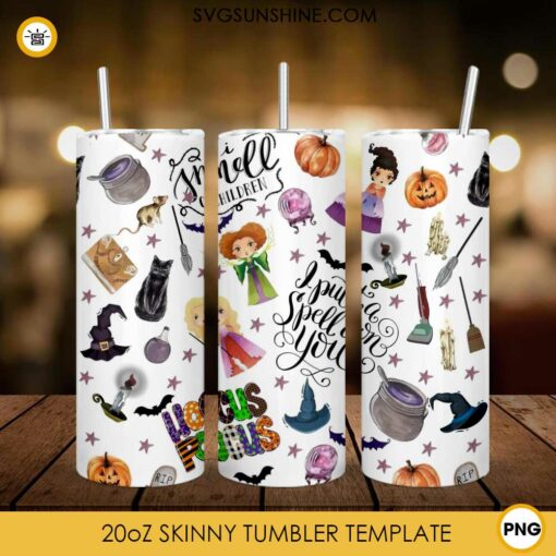 I Smell Christmas 20oz Skinny Tumbler Template PNG, Hocus Pocus Skinny Tumbler Design PNG File Digital Download