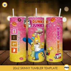 Simpson Dunkie Junkie 20oz Skinny Tumbler Template PNG, Simpson Skinny Tumbler Design PNG File Digital Download