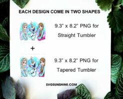 Elsa And Anna Olaf 20oz Skinny Tumbler Template PNG, Frozen Disney Skinny Tumbler Design PNG File Digital Download