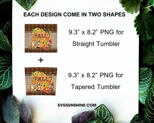 Fall Gnome 20oz Skinny Tumbler Template PNG, Gnome Halloween Skinny Tumbler Design PNG File Digital Download