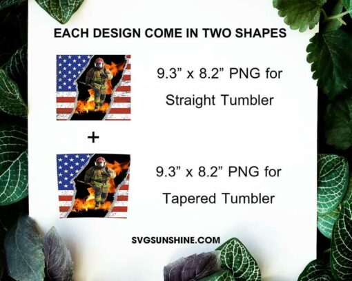 Firefighter America Flag 20oz Skinny Tumbler Template PNG, Firefighter Skinny Tumbler Design PNG File Digital Download