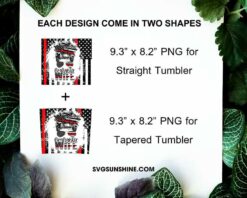 Messy Bun Firefighter Wife 20oz Skinny Tumbler Template PNG