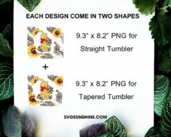 Pooh Sunflower Leopard 20oz Skinny Tumbler Template PNG