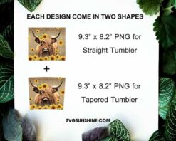 Bison Sunflower 20oz Skinny Tumbler Template PNG, Bison Skinny Tumbler Design PNG File Digital Download