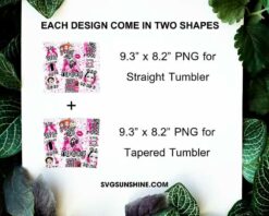 Horror Killers Pink Design 20oz Skinny Tumbler Template PNG