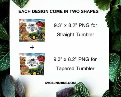 Life Is Better On The Farm 20oz Skinny Tumbler Template PNG, Farmer Skinny Tumbler Design PNG File Digital Download