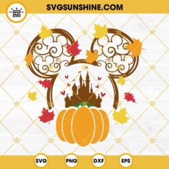Mouse Head Fall Pumpkin SVG For Cricut, Hello Fall SVG, Disney Mouse Castle SVG, Pumpkin Spice SVG