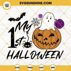 My 1st Halloween SVG, My First Halloween SVG, Baby Halloween SVG, Cute Halloween Ghost Vith Pumpkin SVG