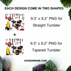 Pennywise 20oz Skinny Tumbler Template PNG, IT Skinny Tumbler Design PNG File Digital Download