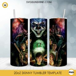 Pennywise Art 20oz Skinny Tumbler Template PNG, Stephen King Movies Skinny Tumbler Design PNG File Digital Download
