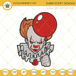 Pennywise Embroidery Designs, Halloween Horror Clown Machine Embroidery Designs