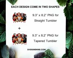 Pennywise Freddy Krueger Ghostface Killer 20oz Skinny Tumbler Template PNG, Halloween Art Skinny Tumbler Design PNG File Digital Download