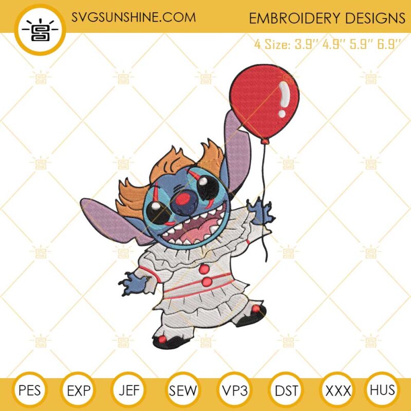 Pennywise Stitch Embroidery Designs, Pennywise Embroidery Design File