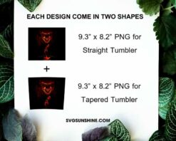 Pennywise The Clown 20oz Skinny Tumbler Template PNG, Pennywise Skinny Tumbler Design PNG File Digital Download