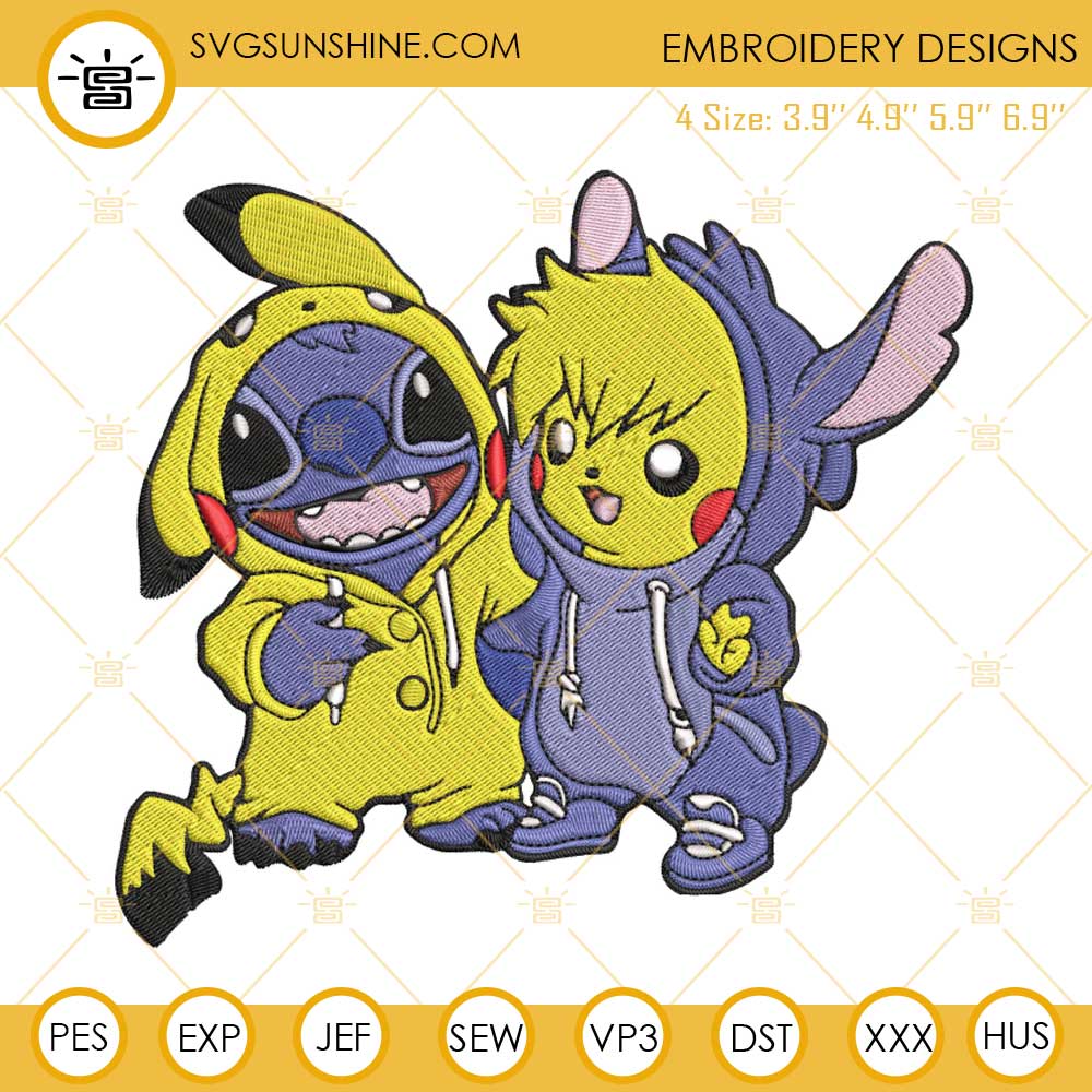 Pikachu And Stitch Machine Embroidery Design File