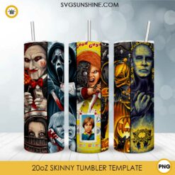 Pinhead, Scream, Chucky 20oz Skinny Tumbler Template PNG, Trick 'r Treat, Scream Skinny Tumbler Design PNG File Digital Download