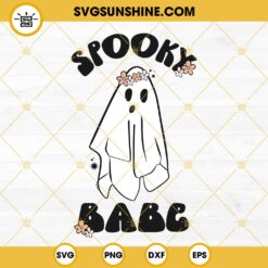 Hippie Halloween SVG, Ghost Smiley Face And Daisy SVG, Groovy Halloween SVG