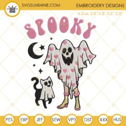 Spooky Ghost Girl Ghost Cat Halloween Machine Embroidery Design File