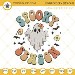 Spooky Season Embroidery Designs, Cute Ghost halloween Machine Embroidery Design File