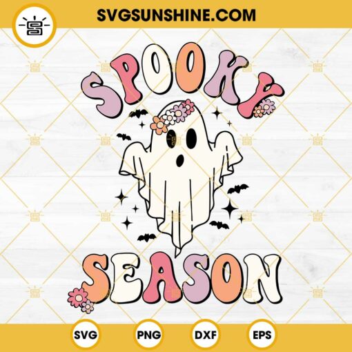 Spooky Season Ghost Flower SVG, Fall SVG, Autumn SVG, Halloween SVG