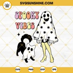 Spooky Vibes SVG, Ghost Girl SVG, Ghost Dog SVG, Dog Mom SVG, Halloween SVG