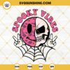 Spooky Vibes SVG, Skeleton Face Halloween SVG, Retro Halloween SVG