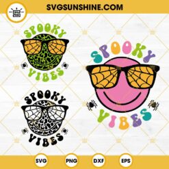 Spooky Vibes SVG Bundle, Smile Sunglasses Happy Halloween SVG PNG DXF EPS Cricut Silhouette