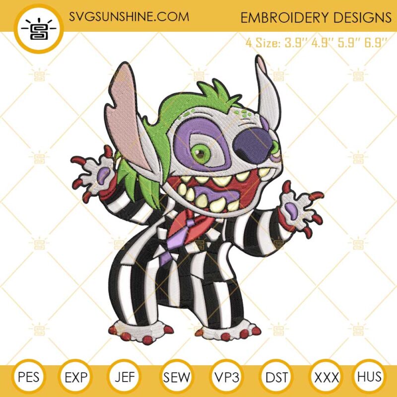Stitch Beetlejuice Machine Embroidery Designs, Stitch Halloween Embroidery Design File
