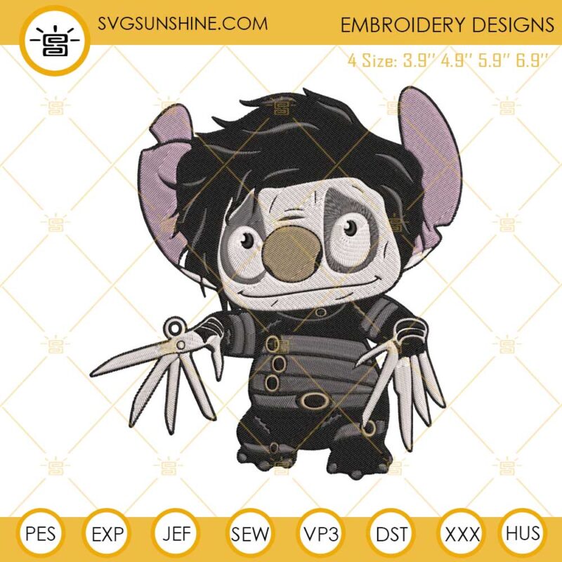 Stitch Edward Scissorhand Embroidery Designs, Stitch Horror Embroidery Design File