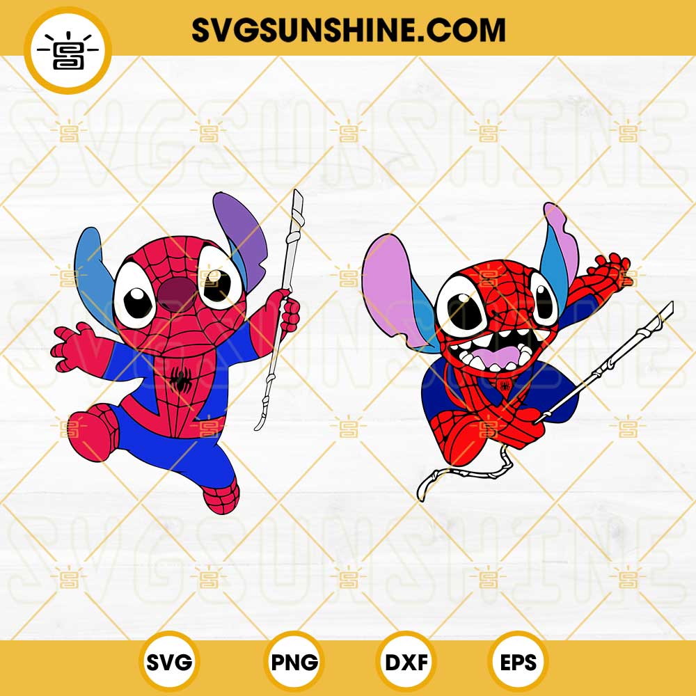 Stitch Spiderman SVG Bundle, Stitch Marvel SVG, Spiderman SVG PNG DXF EPS Vector Clipart