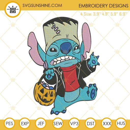Stitch Frankenstein Monster Embroidery Designs, Stitch Halloween Embroidery Pattern