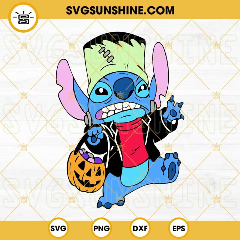 Stitch Frankenstein Monster Halloween SVG PNG DXF EPS Cut Files For ...