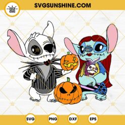 Stitch Jack Skellington And Sally SVG, Stitch As Jack Skellington SVG, Stitch Halloween SVG PNG DXF EPS
