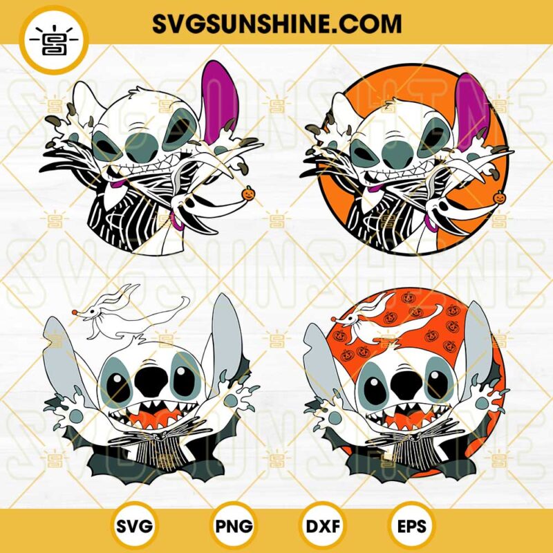 Stitch Jack Skellington SVG Bundle, Stitch Nightmare Before Christmas SVG PNG DXF EPS Cut Files