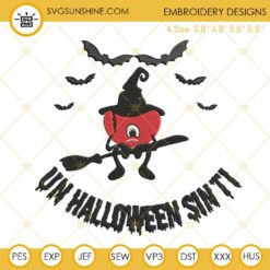 Un Halloween Sin Ti Embroidery Design File, Bad Bunny Heart Witch Halloween Embroidery Designs