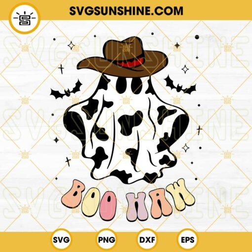 Western Ghost SVG, Boo Haw SVG, Cowboy Ghost SVG, Halloween Cowgirl SVG