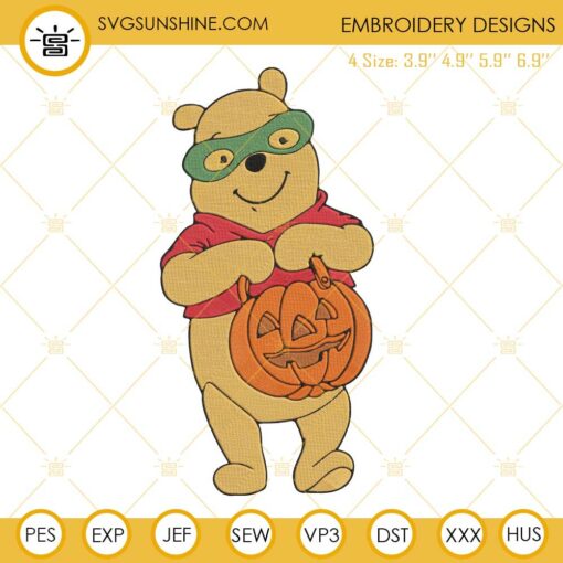 Winnie The Pooh Pumpkin Halloween Machine Embroidery Design File