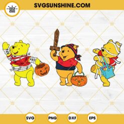 Winnie The Pooh Halloween SVG Bundle, Pooh Pumpkin Halloween SVG PNG DXF EPS Cut Files
