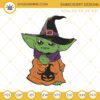 Baby Yoda Witch Embroidery Designs, Baby Yoda Halloween Embroidery Design File
